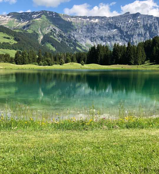 Bergsee mit Blick auf den Montblanc