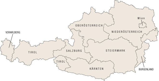 Map of Austria for Chalet Holidays